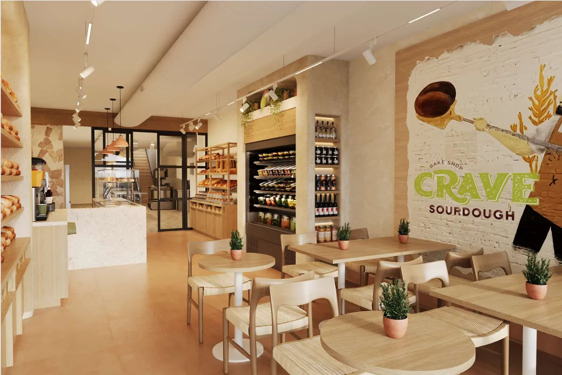 Crave Sourdough new Brooklyn bakery interior — bright, modern, artisan
